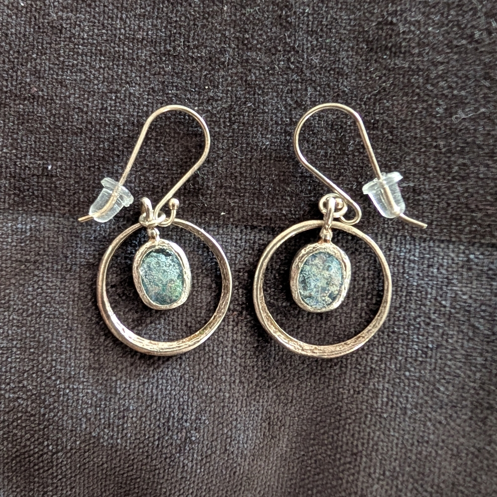 Silver And Roman Glass Earrings
